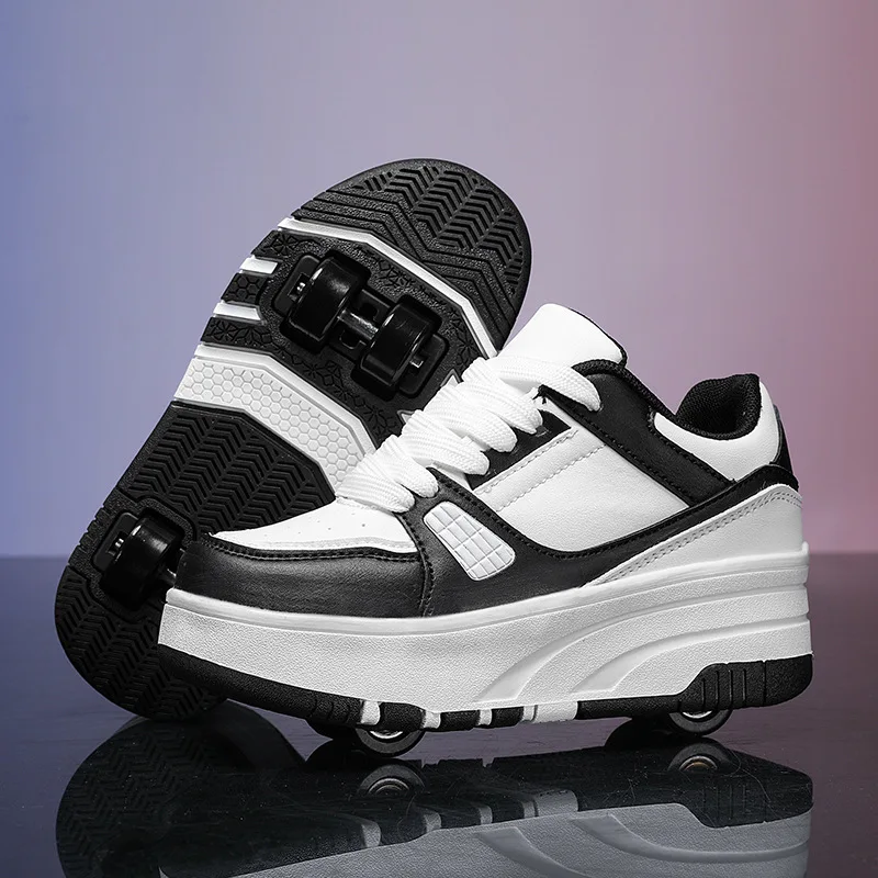 Student Runaway Shoes Four-wheel Children's Wheel Skates Boy's and Girl's Removable Ultra-light Shoes with Wheels Spot Wholesale