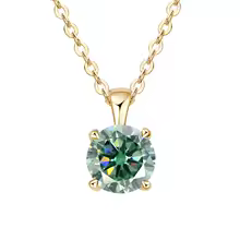 Classic Yellow Gold Cubic Zirconia Pendant 18K Silver Plated - Gold Blue Green