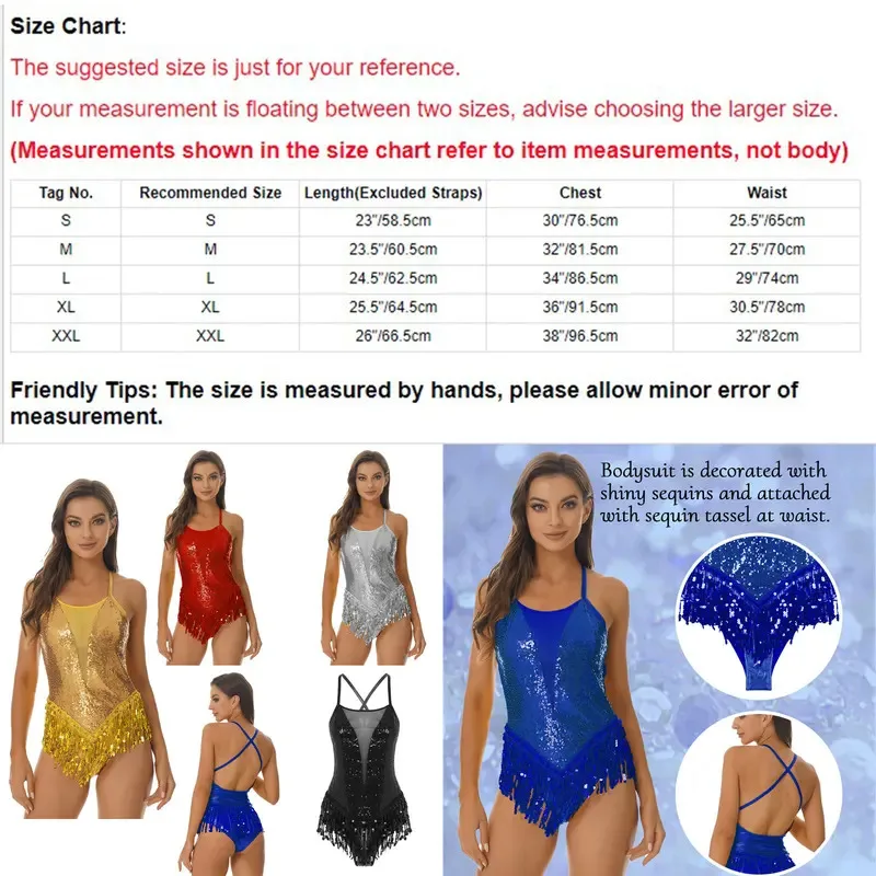 Sky01 المرأة الترتر شرابة اللاتينية فستان رقص الجاز عارية الذراعين مهدب يوتار المنافسة قاعة الرقص سامبا تانجو اللاتينية PerformanSd01$