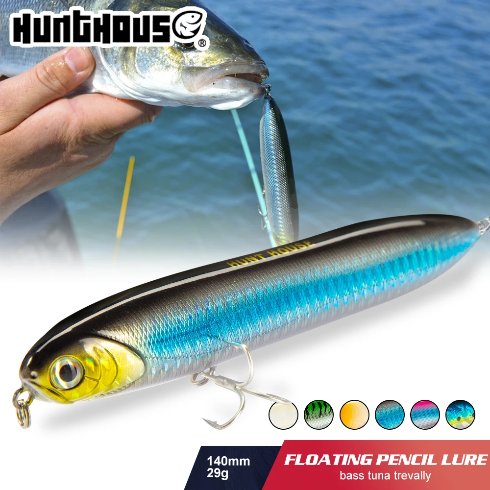 

Hunthouse Chatterbeast Stick Pencil Lure 140mm/29g Floating Top Water Swimbait For Bass Pike WTD Saltwater Surface Long Casting