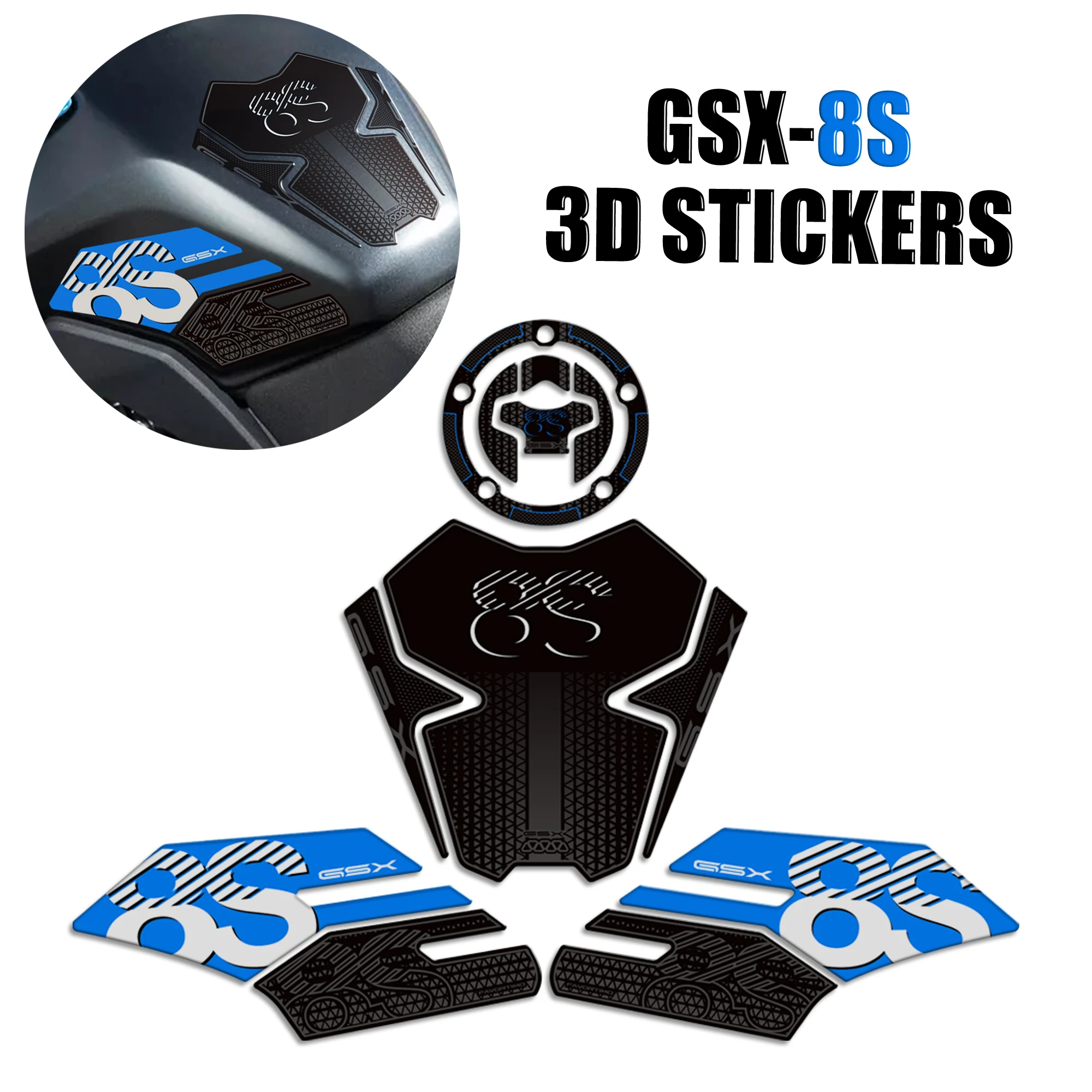 

GSX 8S GSX8S For Suzuki Protector Tank Pad Side Grips Gas Fuel Oil Kit Knee Stickers Decals adhesive Fairing Fender 2023-2025