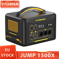 VTOMAN JUMP 1500X Portable Power Station, 828Wh LiFePO4 Solar Generator, 1500W AC Output, Expandable to 2376Wh, LED Flashlight