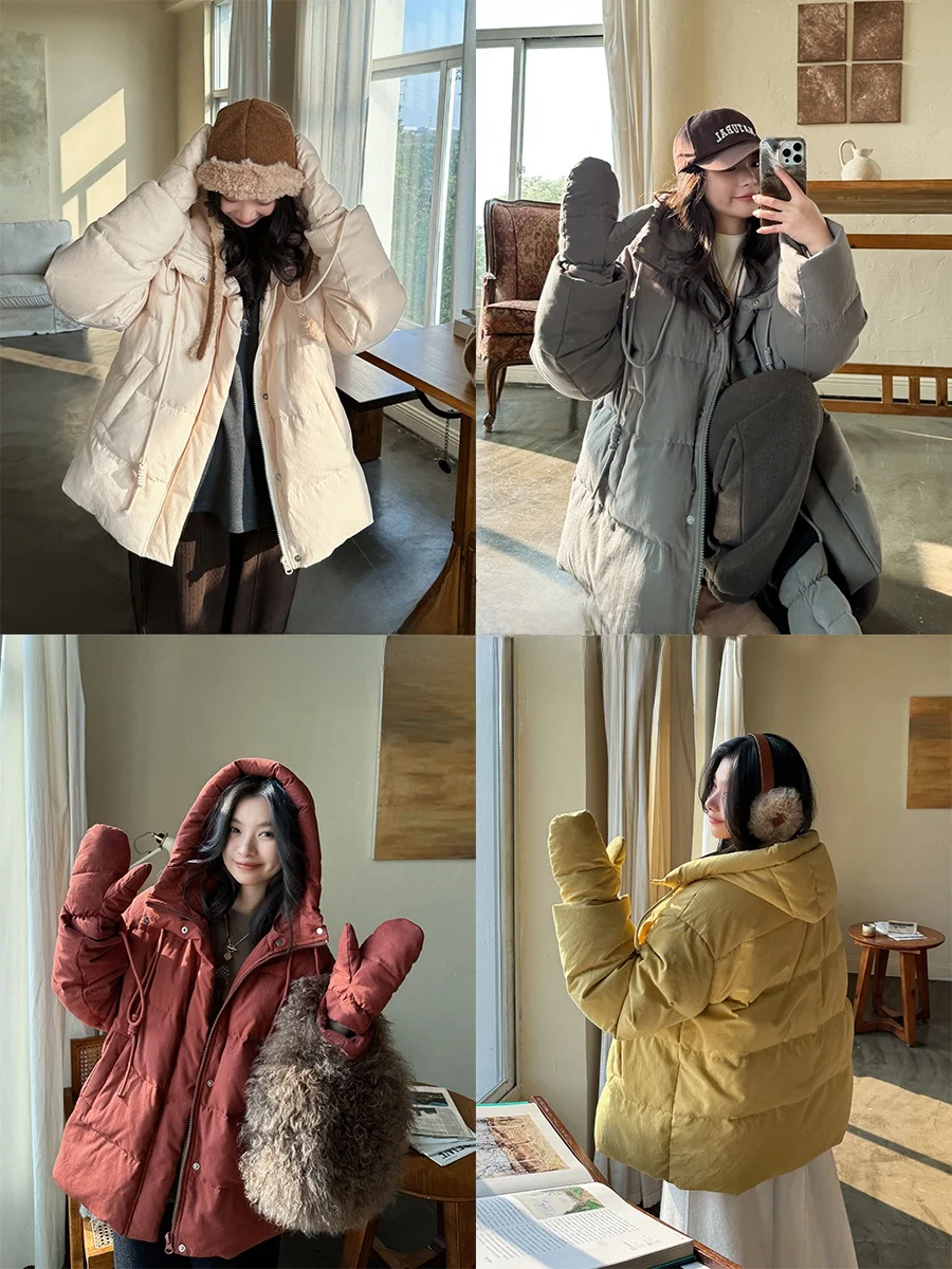 

Cloudlet Small Milk Bag Hand Gloves 90 White Du down Waed Cotton Hooded Bread down Jaet Winter Comfortable Casual Sle