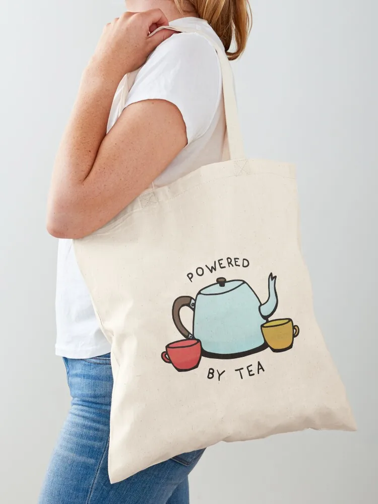 Powered by Tea Tote Bag Large bags for women sac pour femme custom bags bags for women Canvas Tote Bag