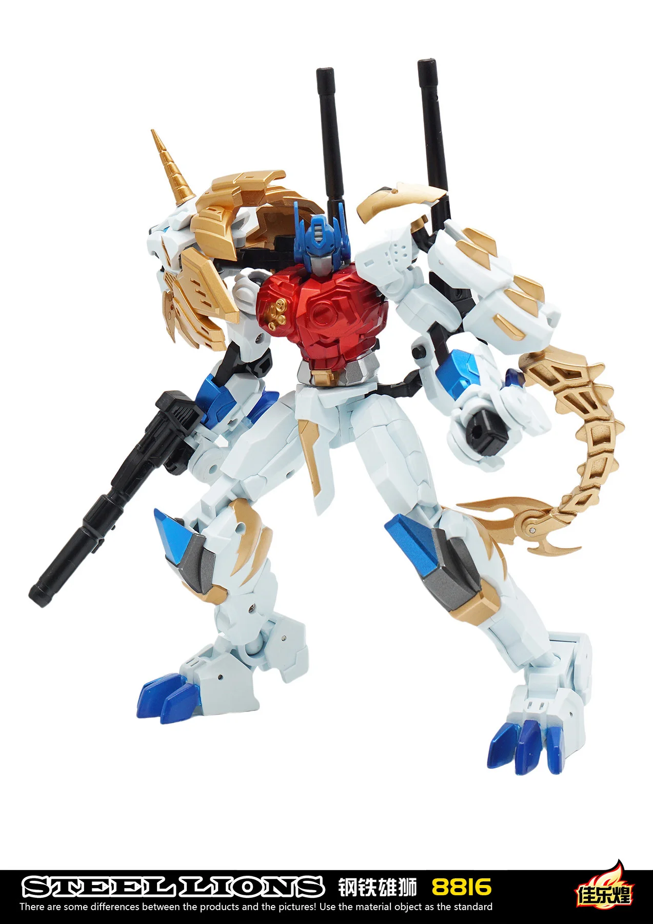 GYHTOYS Trasformazione 8816 Lion King Commander Leone in acciaio Giocattolo leone bianco