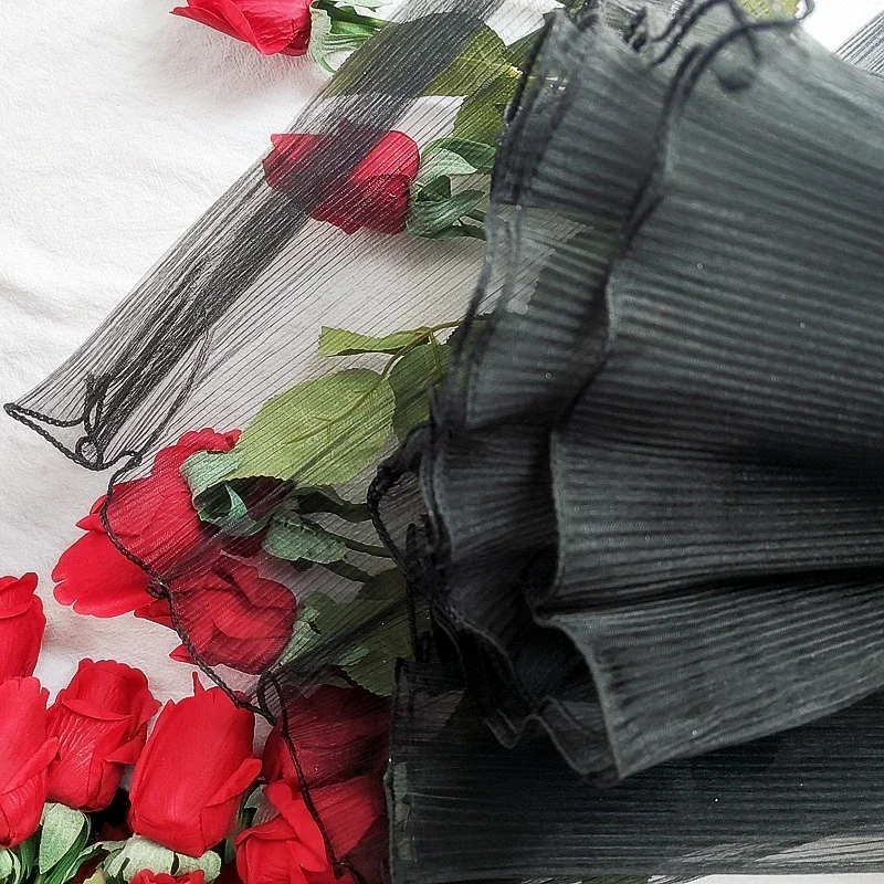 ورق تغليف الزهور الاصطناعية - شبكة زخرفية مموجة من اللؤلؤ الأبيض للباقات، تغليف هدايا الزهور الصناعية، مجعدة F