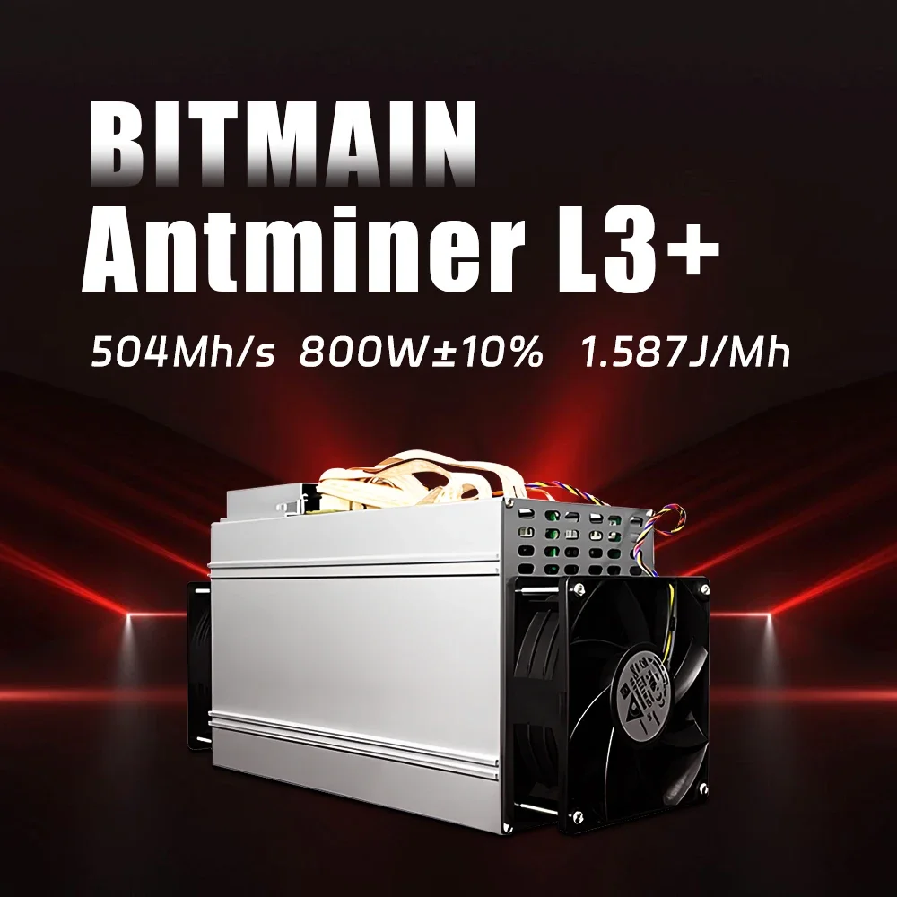 USED Bitmain Antminer L3+ LTC Doge Miner 504MH/s 800W ASIC Mining Machines L3 Plus Crypto Miners with PSU