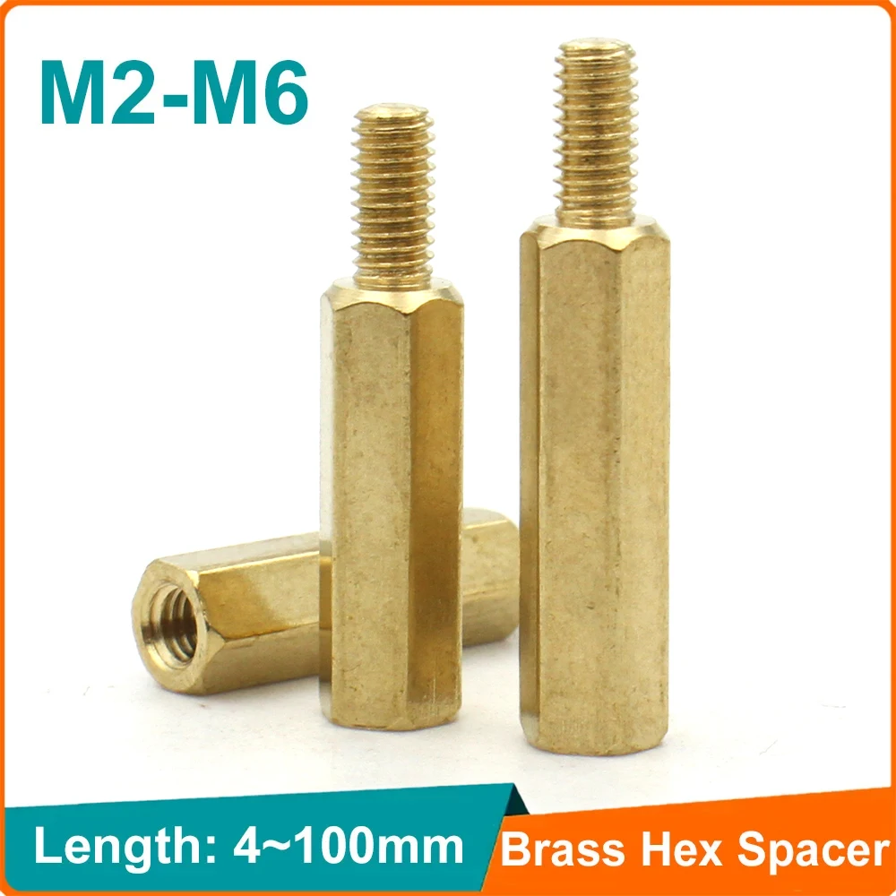 5/ 10/ 20/ 50pcs M2 M2.5 M3 M4 M5 M6 Brass Male to Female Spacer Long Hexagonal Brass PCB Standoff Spacers