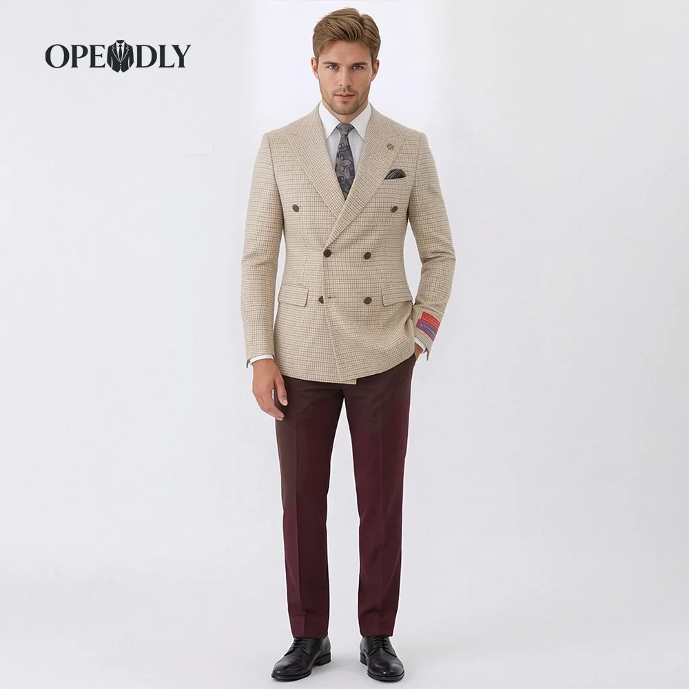 

OPEODLY Men's Slim Fit 3 Piece Tuxedo Suit - One Button Blazer Jacket Vest Pants Set for Formal Wedding And Business Occasions