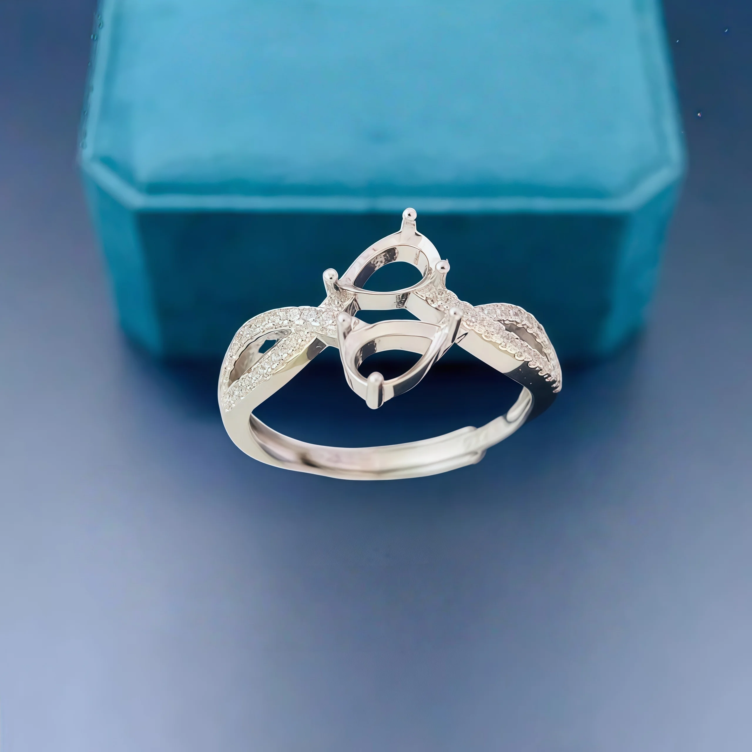 

Setting 4*6mm Water Drop Stone Fashion DIY Empty Ring Holder 925 Sterling Silver Zircon Fine Charm Wedding Jewelry for Woman