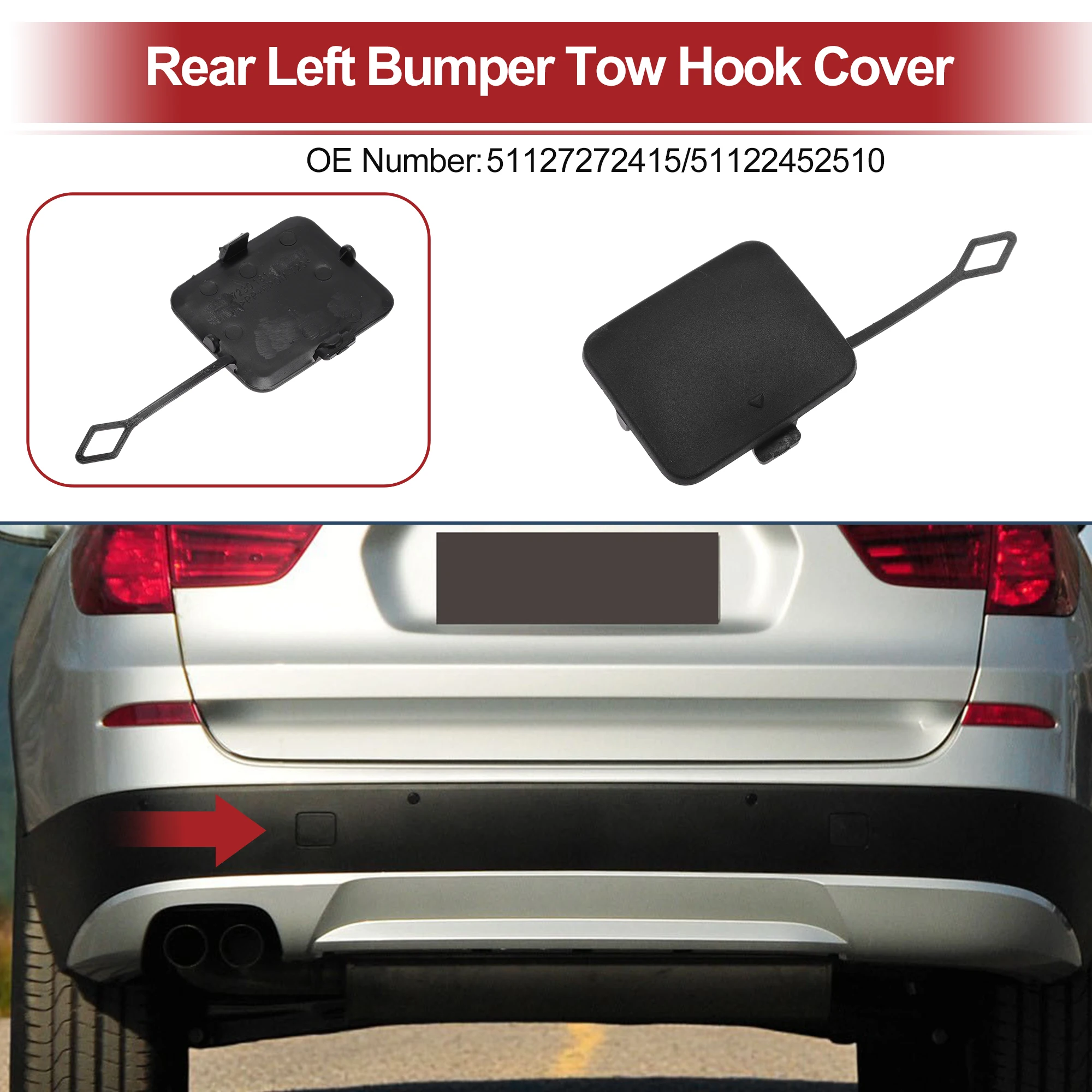 UXCELL Car Tow Hook Cover Cap for BMW X3 xDrive28i No.51127272415 No primer base color