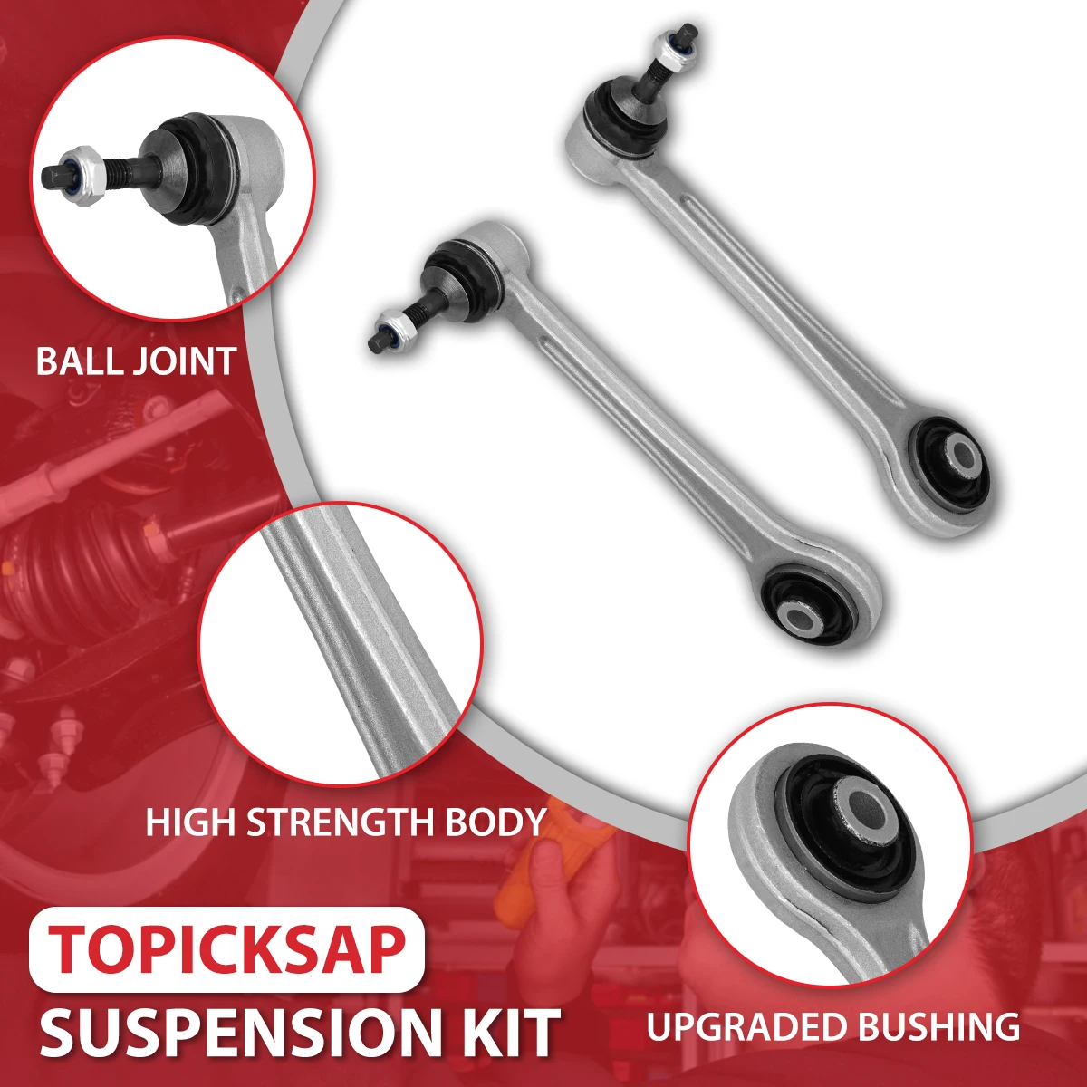 TOPICKSAP 10pcs Rear Control Arms with Bushings Suspension Kit for BMW X5 E53 2.5i 3.0i 4.8is 2000 2001 2002 2003 2004 2005 2006