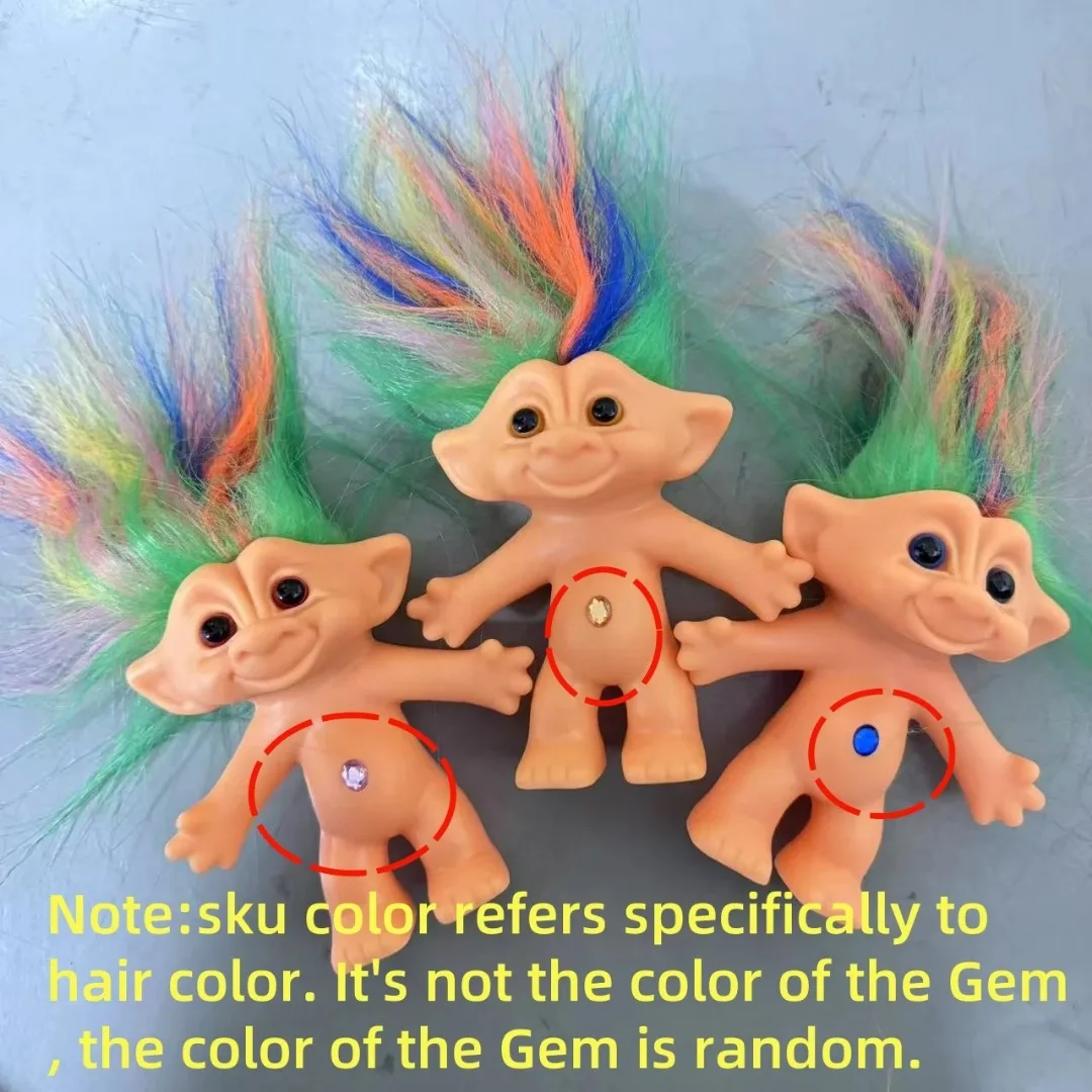 10cm 행운의 인형 빈티지 트롤 인형 화려한 머리 애니메이션 액션 피규어 가족 모델 재미있는 어린이 장난감 어린이 선물