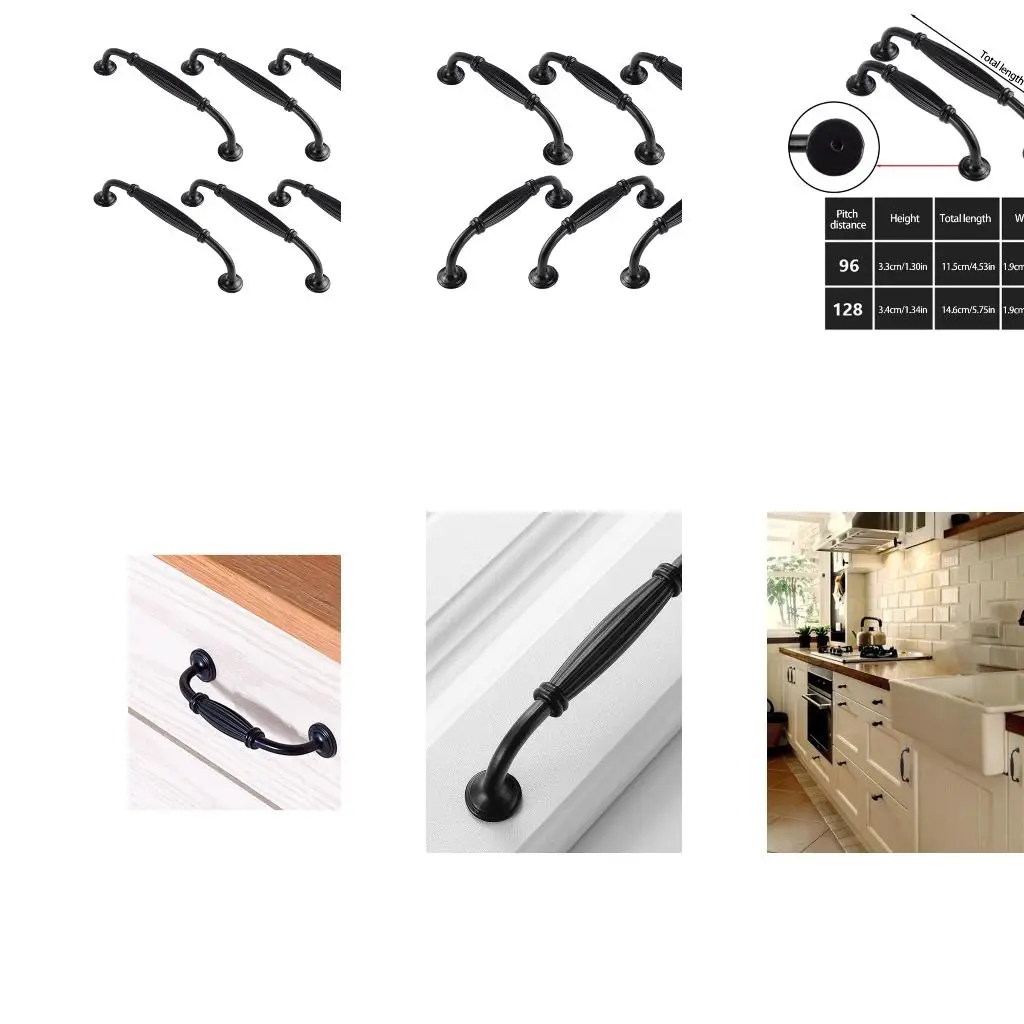  European Styles Black Drawer Pulls Smooth Grip Aluminum Cabinet Handle
