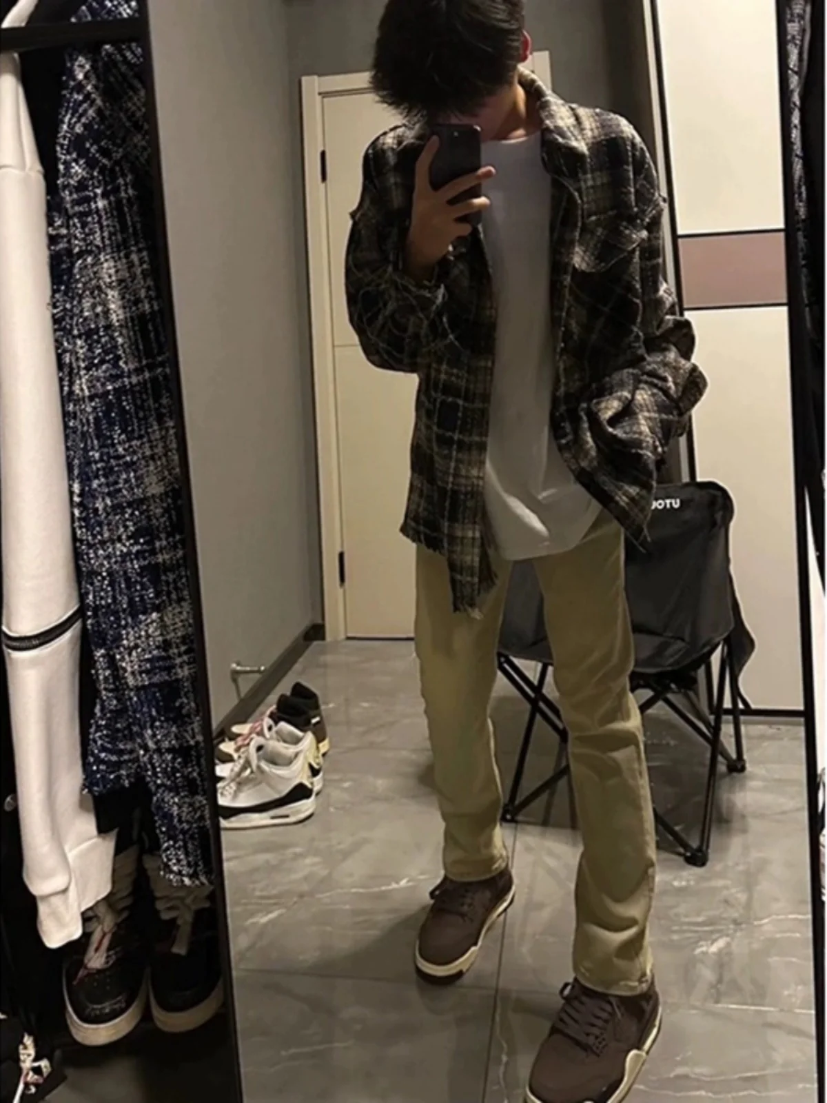 

Мужские джинсы в стиле ретро, американские, прямого кроя, слегка расклешенные, молодежные, из смесового хлопка и полиэстера, износостойкие