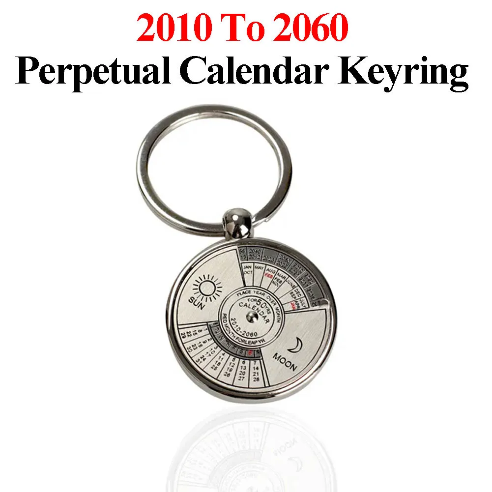 LLavero de calendario perpetuo de 50 años, colgante de calendario perpetuo de 2010 a 2060, llavero de brújula de Metal de aleación de Zinc, regalo para amigos