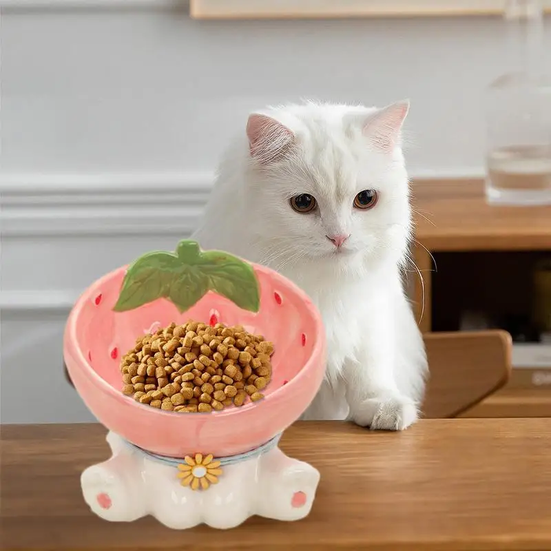 Ceramic Tilted Cat Bowl Raised Fruit Shape Food Bowls 245ml Anti-Slip Cute Cat Feeder Fashionable Food Bowls For Small Dogs