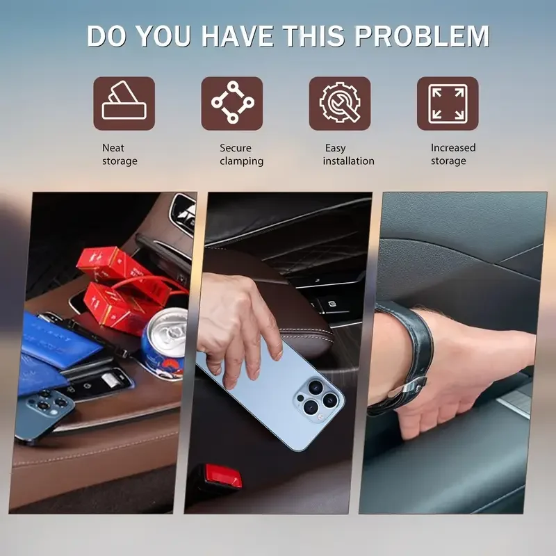 قطعتان من شرائط حشو فجوة مقعد السيارة - محفظة مقاومة للتسرب ومضادة للخسارة وحامل هاتف مع قبضة آمنة، مادة مطاطية متينة #6