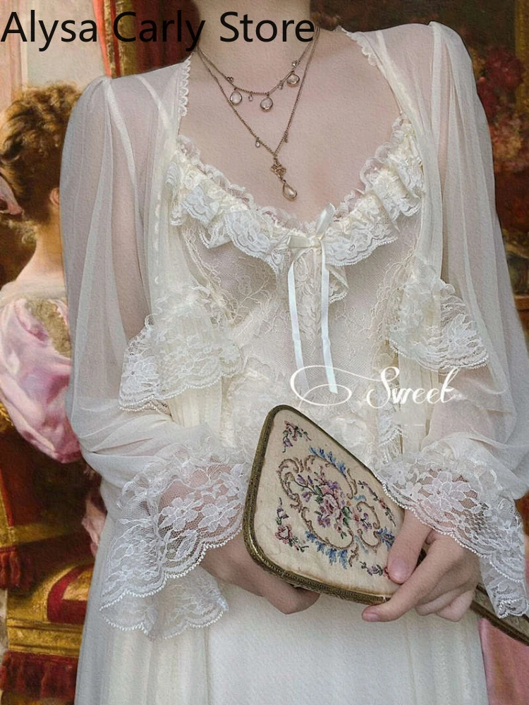 Franse Zoete Vintage Fee Jurk Vrouwen 2022 Herfst Kant Sexy Casual Koreaanse Jurk Vrouwelijke Hof Chiffon Elegante Lange Band Jurken