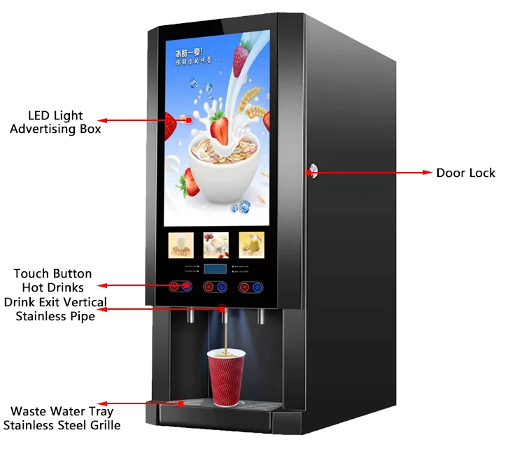 D30SC-6Y Hot Cold Instant Coffee Machine Automatic Milk Tea Vending Machine Restaurant Use Coffee Vending Machine