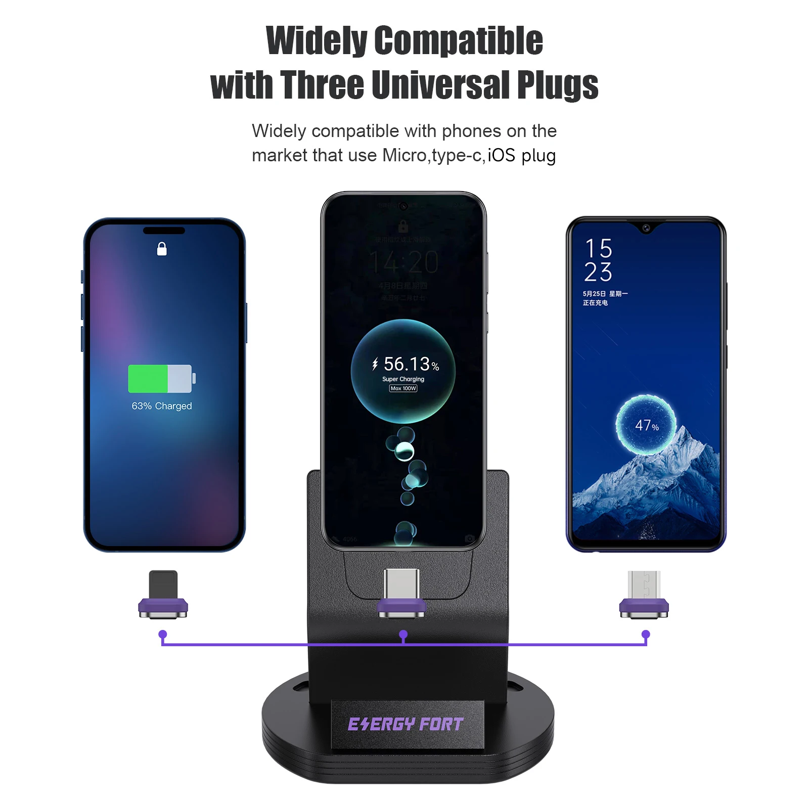 Sikai 5A Typ-C Micro USB IOS Lade Dock Station Desktop Magnetische Ladegerät Stehen Für Huawei Pura 70/mate 60 Pro/Xiaomi 14 Pro