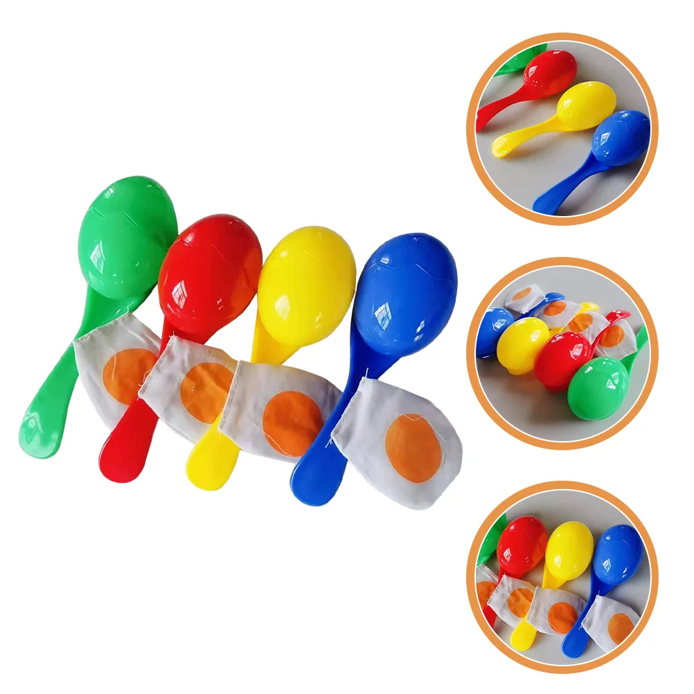 4 Pcs Spoon Egg Toy Brain Development Toys Kids Birthday Party Games Gift Outdoor Play Plastic Free Preschool for Ages 3-5 4-8