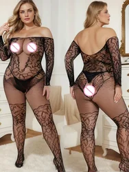 New Fashion One-piece Jumpsuit High Elastic Full Body Stocking Sexy Transparent Fishing Net Tights Lingerie Clothes Nightgown