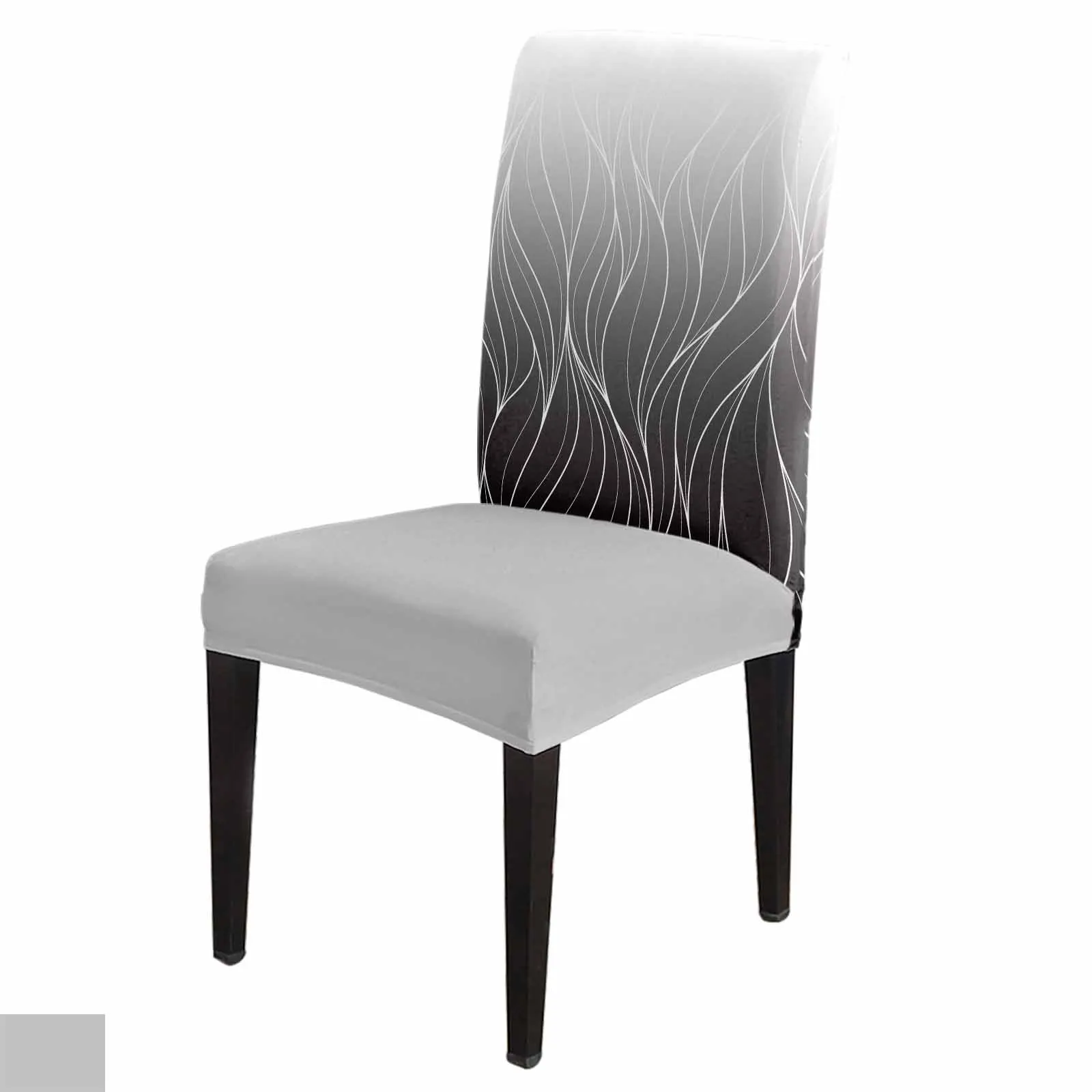 Black And White Gradient Line Texture 4/6/8PCS Spandex Elastic Chair Case For Wedding Hotel Banquet Dining Room