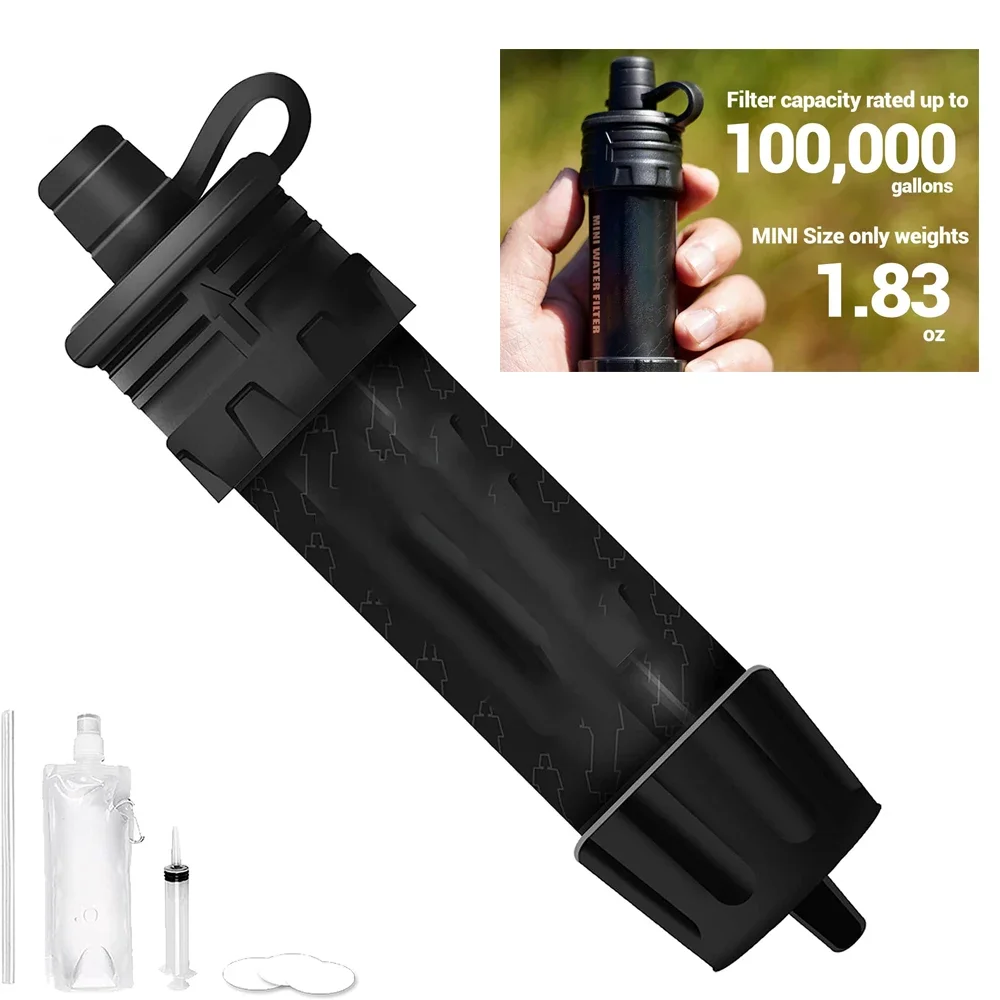 Outdoor Survival Mini Water Filter Nature  Portable Emergency Safety Drinking Filtration System Hiking Camping Straw Gear Gauze