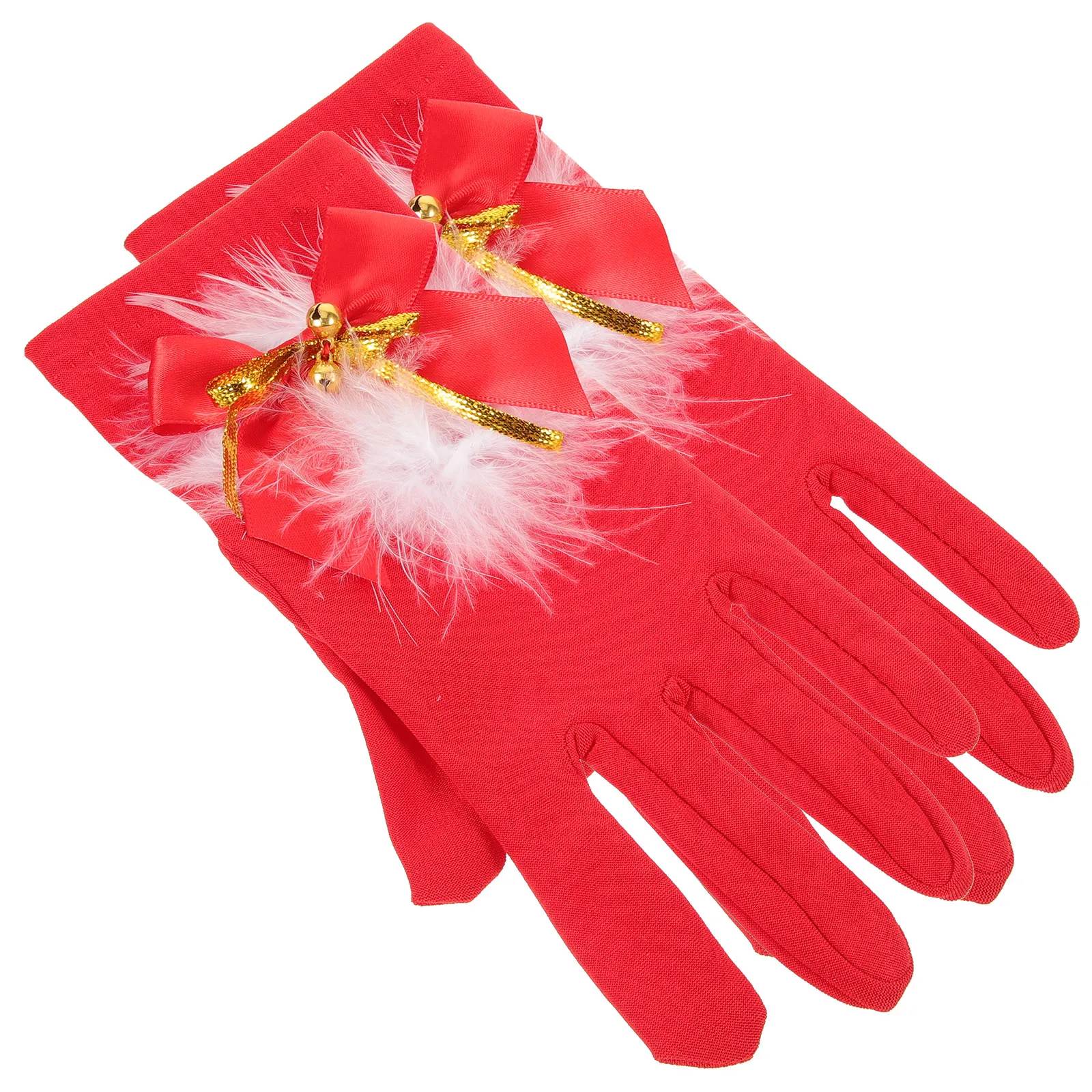 

1 Pair Christmas Performance Gloves Furry Short Women Winter Party Costume Full Finger Cosplay Xmas Warm Festival
