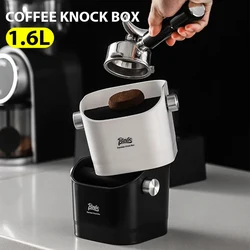 1.6L Coffee Knock Box, Espresso Dump Bin for Coffee Grounds, ReAmovable Bar, Non Slip Base, Black Round Gift