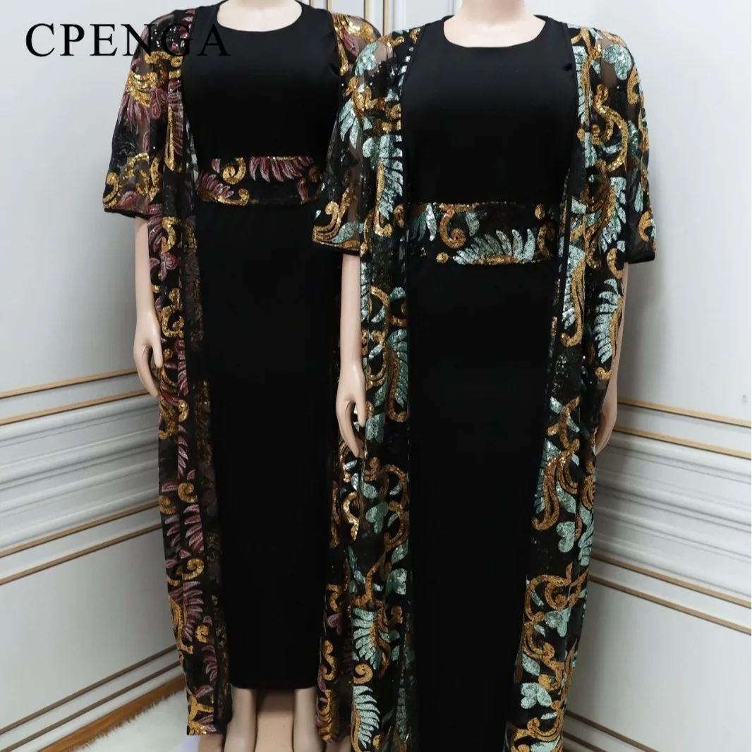 Conjunto de ropa musulmana para mujer, Kimono Abaya elegante de Oriente Medio, vestido de noche para fiesta, Jalabiya Islam, vestidos de Turquía, 2