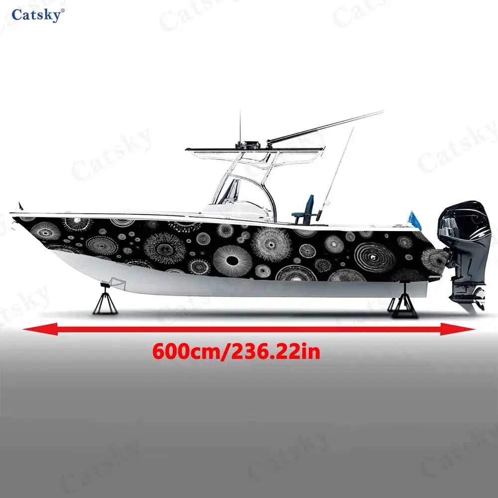 Industrial Gear Star Wheel Boat Stickers, PVC Waterproof Durable Vinyl Wrap Decals for Fishing Boats, Durable and Stylish Design