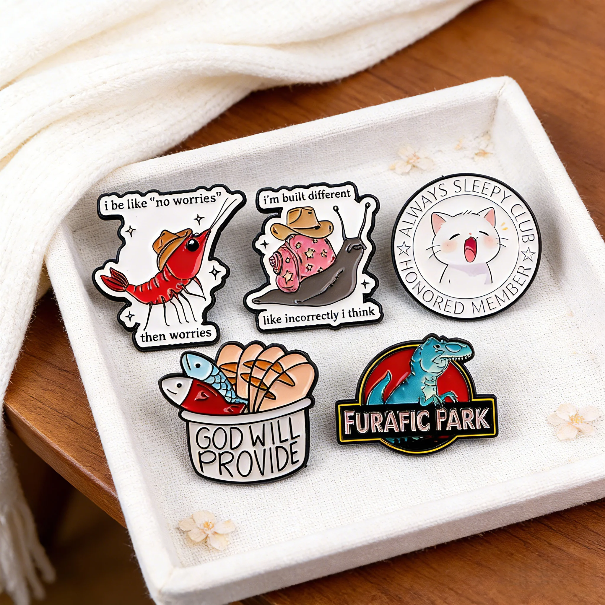 

GOD WILL PROVIDE Enamel Pin Lapel Pins for Backpacks Cute Cat Animals Quotes Brooch for Women Fashion Jewelry Accessories Gifts