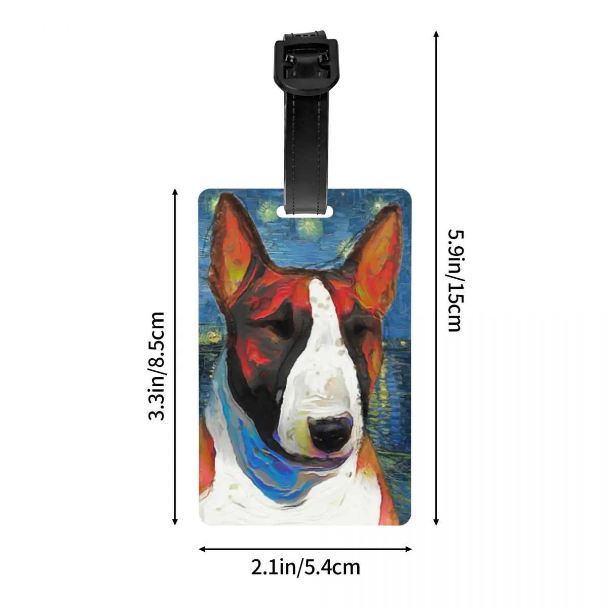 Custom Bull Terrier Dog Luggage Tag for Suitcases Starry Night over The Rhone Van Gogh Privacy Cover Name ID Card