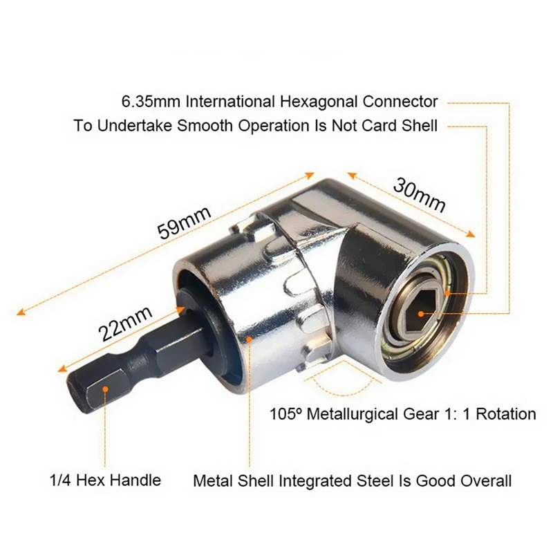 تأثير الصف أدوات يدوية سائق مآخذ محول تمديد مجموعة، 3 قطع عرافة عرقوب الحفر رأس المفك مجموعة بت + 105 درجة الحق أ