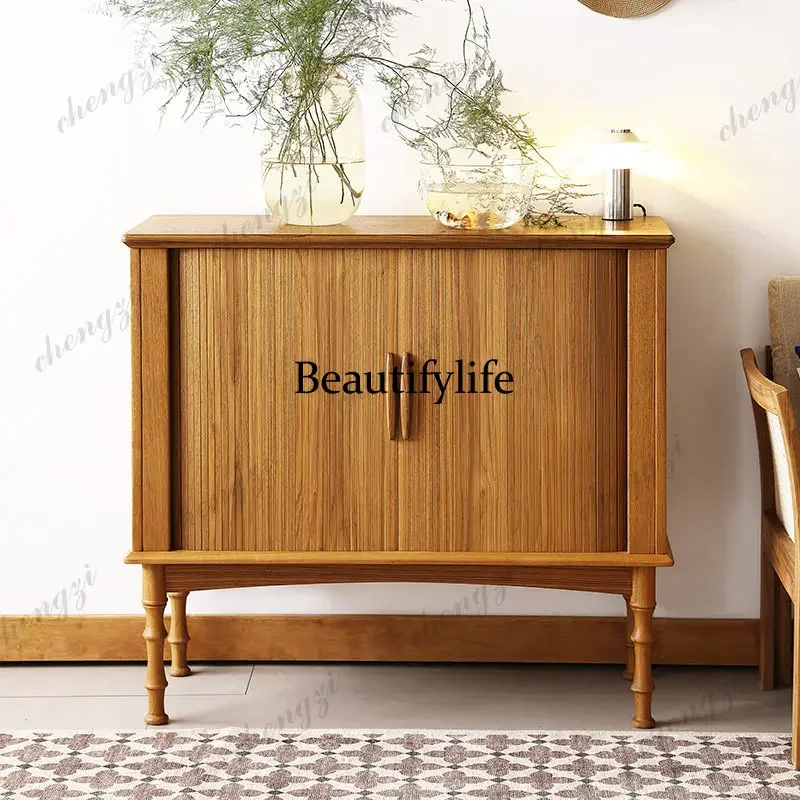 p182 Rolling shutter door entrance cabinet Middle antique shoe cabinet Living room solid wood storage locker