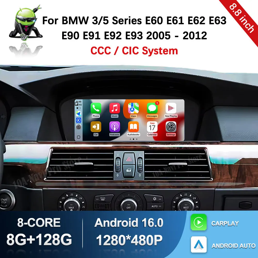 8.8 '' Car Video Multimedia Player Android 16 BT for BMW 3/5 Series E60 E61 E90 E91 E92 E93 2005 - 2012 CCC CIC System GPS Navi