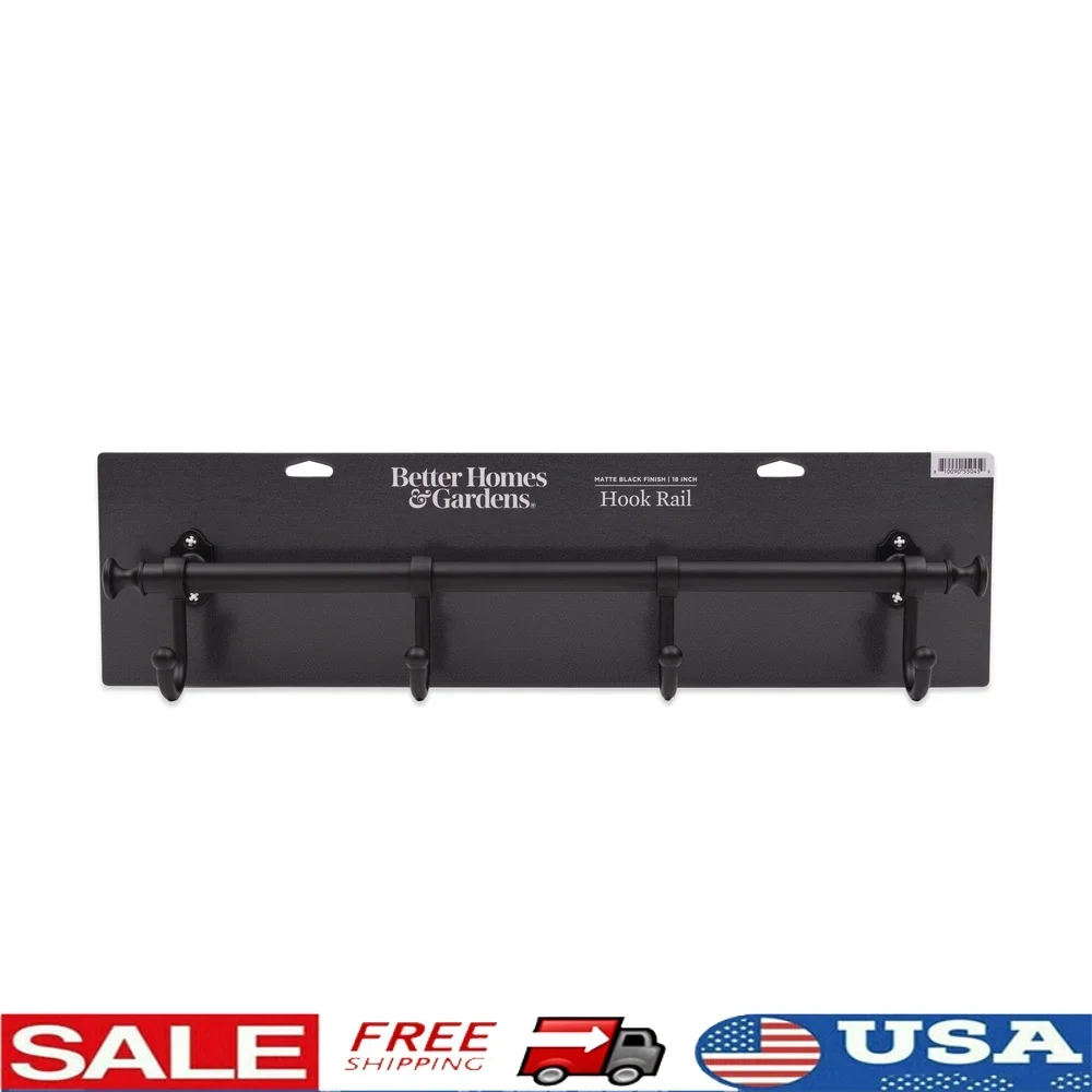 

Wall Mounted Metal Hook Rack 4 Hooks Elegant Storage Solution Coats Hats Scarves Entryway Kitchen Bedroom Easy Installation Rust