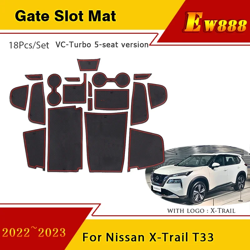 

Gate Slot Pad For Nissan X-Trail T33 Rogue 2022 2023 VC-Turbo 5-seat Version Anti-Slip Rubber Door Groove Mats Car Accessories