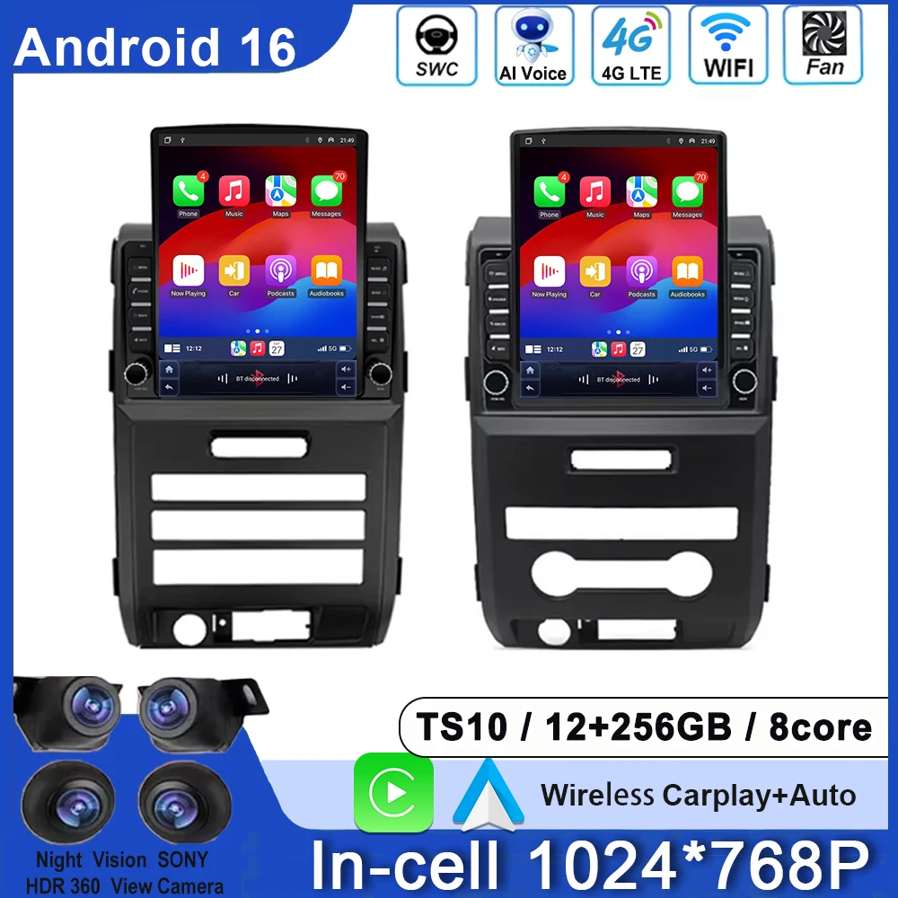 9.7 inch For Ford F150 F-150 F 150 P415 Raptor 2008-2014 Car Screen Carplay Android Auto Radio Player GPS Video QLED Screen 2din
