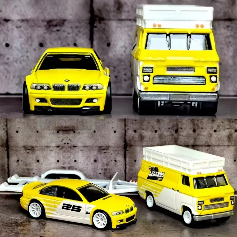 En Stock, equipo de transporte genuino Hot Wheels Legends Tour 2025 Bmw M3 Hw Rally Hauler 1:64, modelo de coche fundido a presión Premium, regalo genial para niño