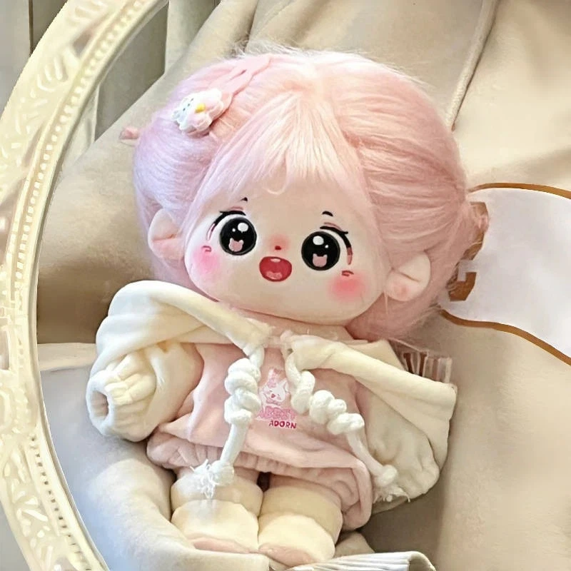 

Suitable For 20cm Cotton Doll Clothes Cute Pink Hooded Sweatshirt Fashionable Cartoon Bunny Shaped Clothes Accessories Shoes