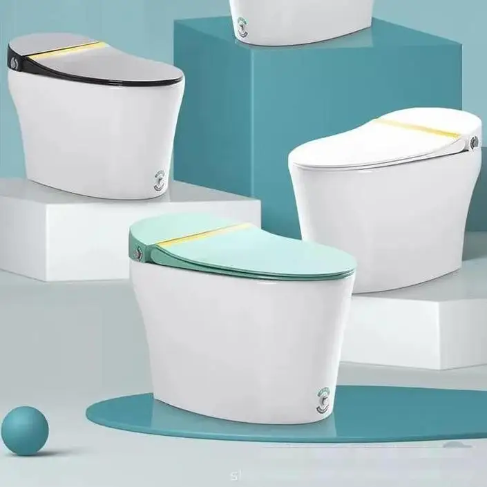 

Унитаз-моноблок ri-White из белой керамики, современный, напольный, с двойным смывом, S-образным сифоном и ножным датчиком смыва*