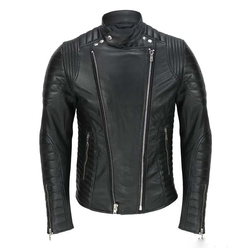 Men's Authentic Lambskin Leather Jacket Stylish Motorcycle Slim Fit Biker Jacket