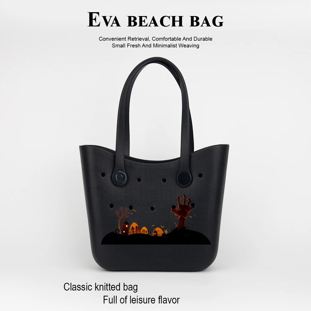 

Сумка Eva DIY с отверстиями, идеально подходит для Хэллоуина, съемная ручка, можно удерживать закуски, конфеты, книги, планшеты, телефона, салфетки, подходит для женщин, детей и студентов, с открытым верхом, прочная, дышащая, многоразовая, подходит для вс