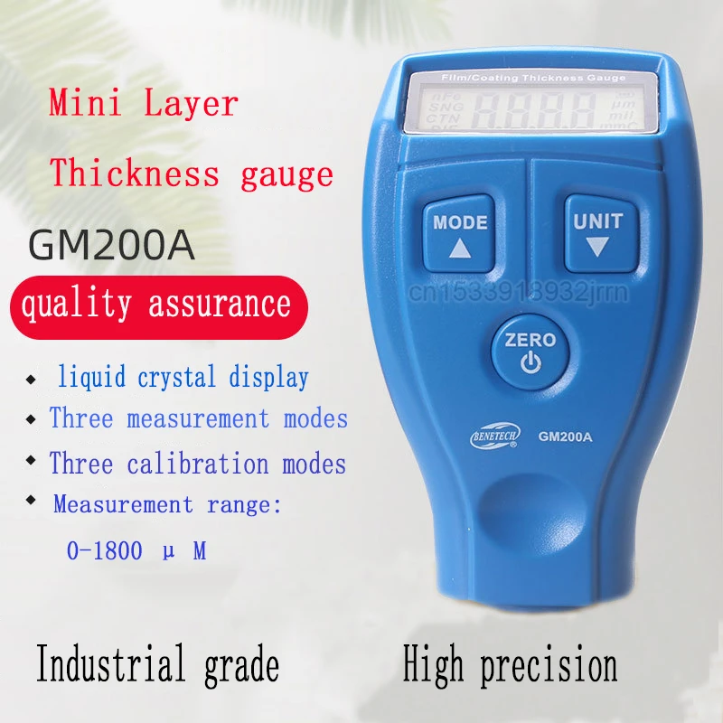 

1pcs Mini Coating Thickness Gauge Paint Coating Thickness Gauge Galvanized Layer Thickness Gauge GM200A 0-1.8mm Width Meter