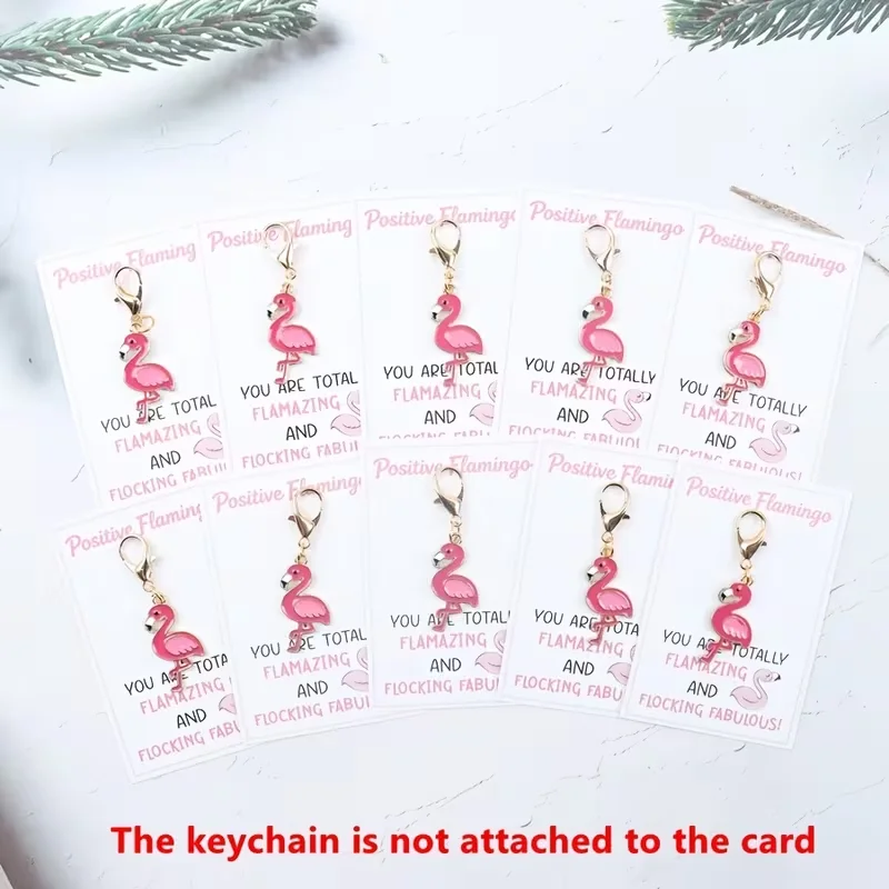Flamingo Keychains, Pack of 5/10 Pieces, Mini Fun Gifts Suitable for Women, Girlfriends, Wives, and Couples; Made of Zinc Alloy, Animal-Shaped, They Convey Positive Emotions, Boost Morale, and Support Positive Energy; Ideal as Birthday Gifts, Back-To-School Season Gifts, Teacher's Day Thank-You Gifts, or Decorative Gifts