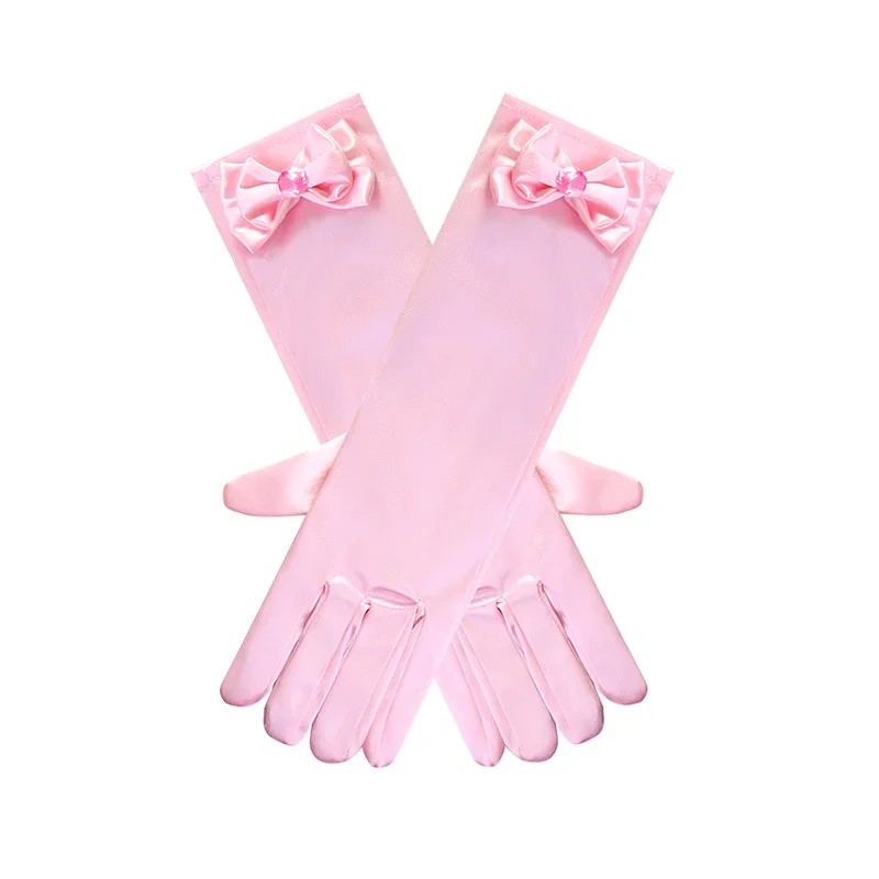 Girl Snow White Gloves Dress up Party Supplies Children Princess Cosplay Costume For Elsa Anna Belle Gloves Pink Purplle Yellow