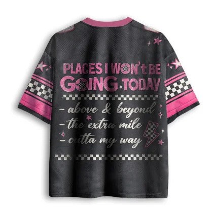 Places I Won't Be Going Today Checkered Star Print Men V Neck Mesh Jersey Funny Slogan Tee
